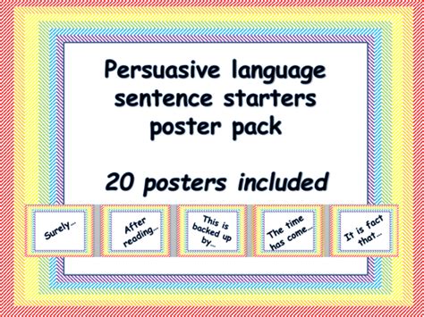 Persuasive Language Sentence Starter Posters By Erylands Teaching