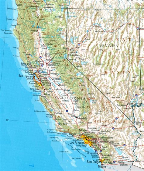 California Elevation Map National Geographic Topo Maps California