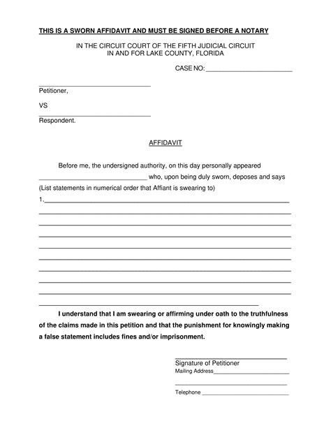 Blank Affidavit Form Examples Format Pdf Examples