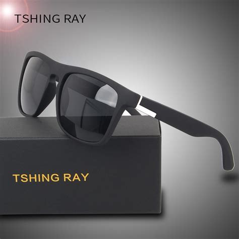 tshing ray fashion broken colour square polarized sunglasses men women brand sports retro mirror