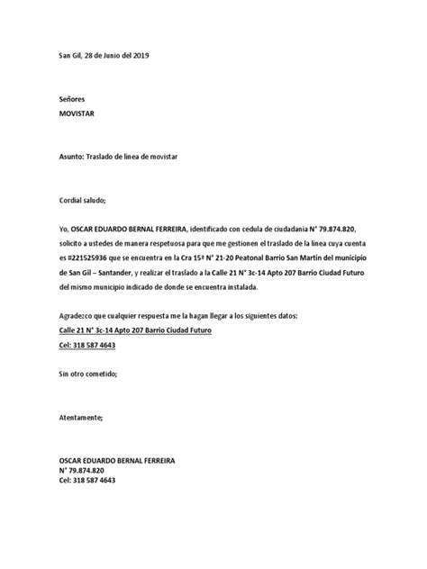 Carta De Movistar Trasladodocx