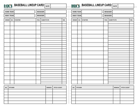 33 Printable Baseball Lineup Templates Free Download Templatelab