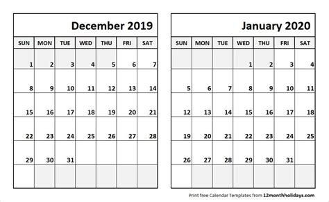 20 December 2020 Jan 2021 Calendar Free Download Printable Calendar
