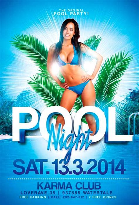 Pool Party Flyer Template Blank