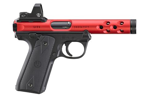Ruger Mark IV Lite LR Rimfire Pistol With Red Anodized Finish And Riton Red Do For Sale