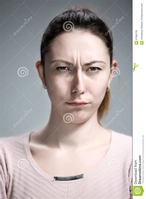 The Portrait Of A Beautiful Sad Girl Closeup Stock Image Image Of