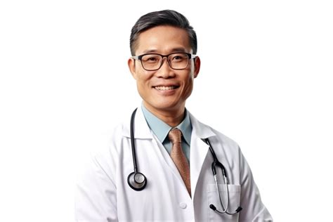Ai Generated Senior Doctor Asia Man Arms Crossed With Smile Pride On