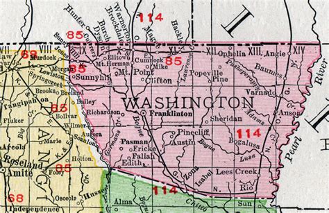 Washington Parish Louisiana 1911 Map Rand Mcnally Franklinton