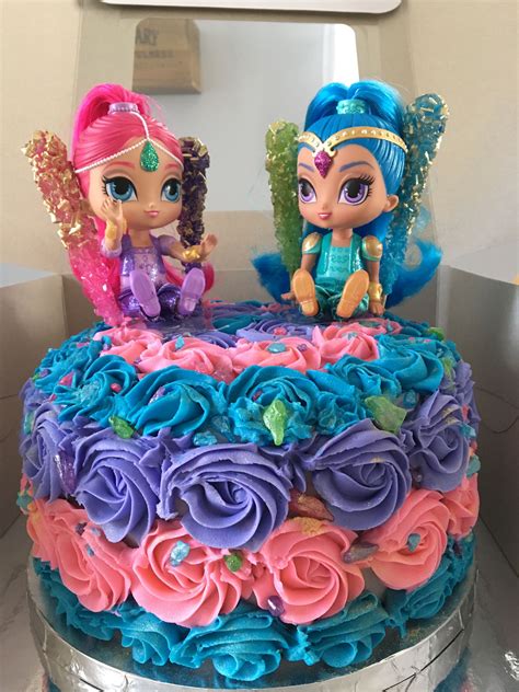 They make a wish before opening each layer and learn colors and numbers along the way! Shimmer and shine cake | Shimmer and shine cake, Barbie ...