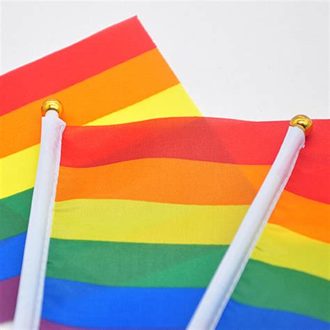 50 100pcs Rainbow Flag 21 X 14cm Gay Pride Lesbian Lgbt Flag Poly Peace Festival Ebay
