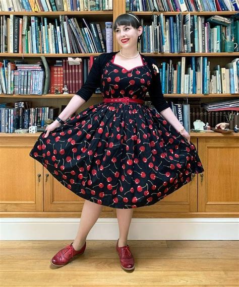 Red Cherry Dress Pin Up Dress Rockabilly Dress 1950s Dress Etsy