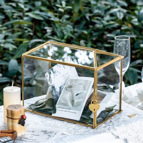 Standard And Large Geometric Glass Card Box Terrarium With Slot Etsy