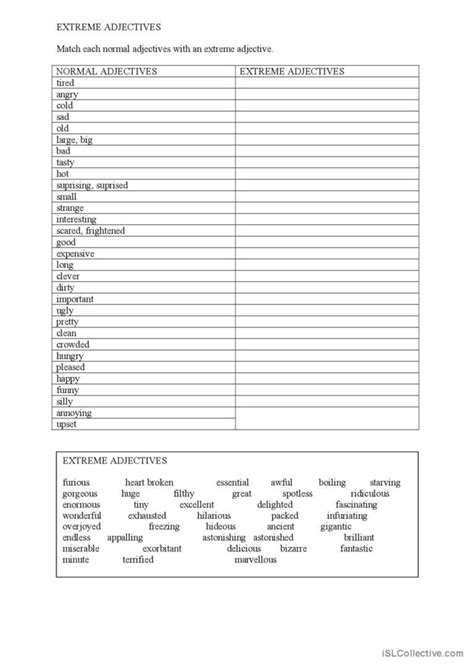 Extreme Adjectives English ESL Worksheets Pdf Doc Adjective