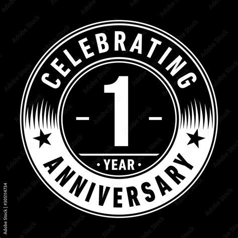 1 Year Anniversary Celebration Logo Template One Year Vector And