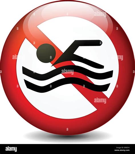 Illustration Of No Swimming Round Sign On White Background Stock Vector