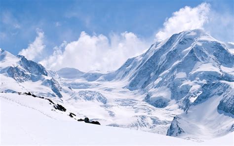 Winter Snow Capped Mountains Thick Snow White World Wallpaper