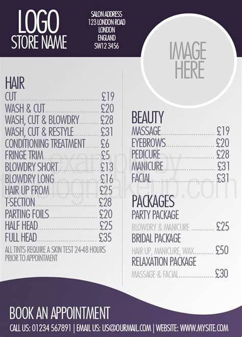 Hair Salon Prices List And Menu Design Ideas 2022