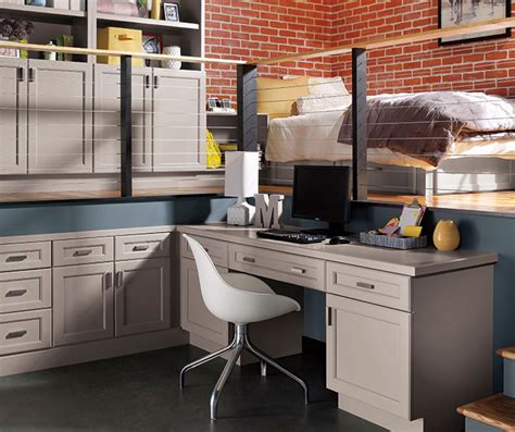 We worked through our builder and they were so helpful in answering every question during. Gray Cabinets in Casual Office - Kitchen Craft Cabinetry