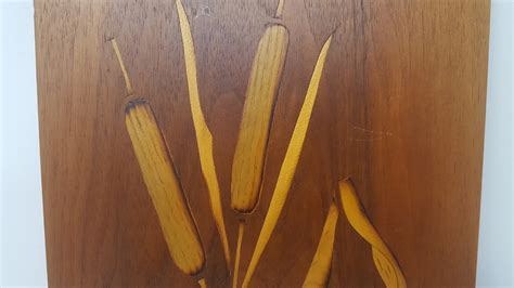 Handmade Wood Inlaid Cattails Wall Hanging Etsy