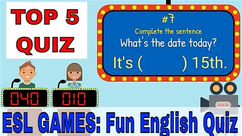 Easy English Quiz Esl Classroom Games Top Five Quiz Youtube