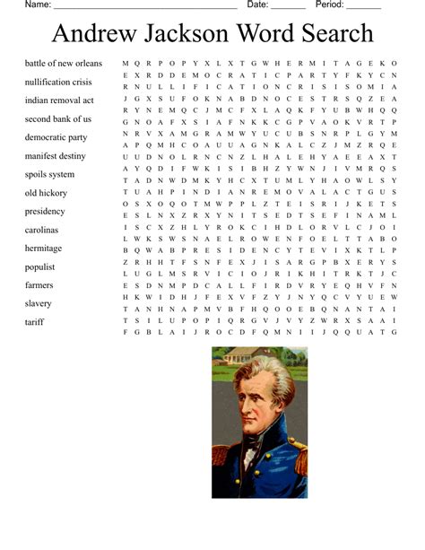 Andrew Jackson Word Search Puzzles