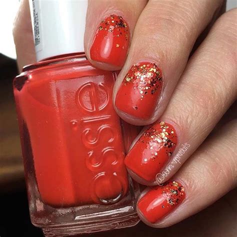 Red Ombre Glitter Nail Design For Short Nails Pink Nail Designs Short