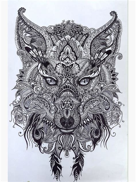 Index of coloriages mandalas mandala noel go. "Zentagle Ornate Mandala Wolf Fox Spirit Animal Design ...