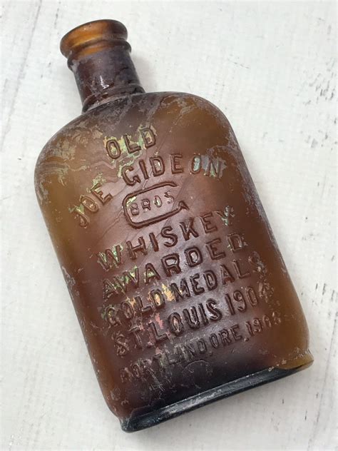 Antique Brown Bottle Distilling Bottle Joe Gideon Whiskey Etsy Old