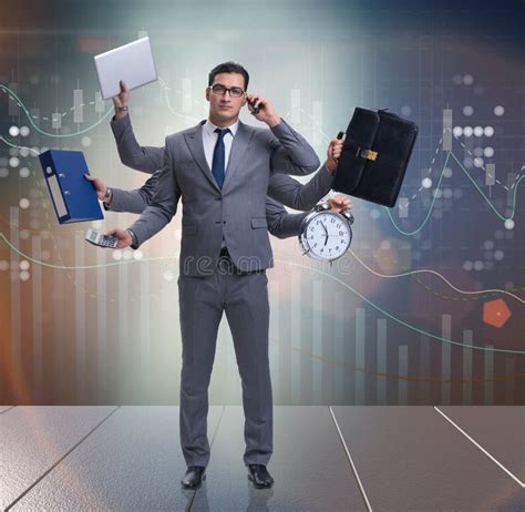 Young Businessman In Multitasking Concept Stock Image Image Of