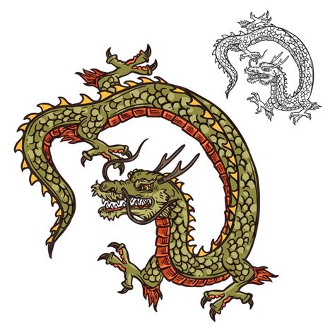 Japanese Dragon Tattoo Design Or Religion Mascot 16137003 Vector Art At