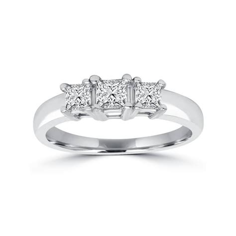 Pompeii3 1ct Three Stone Princess Cut Diamond Engagement Ring 14k