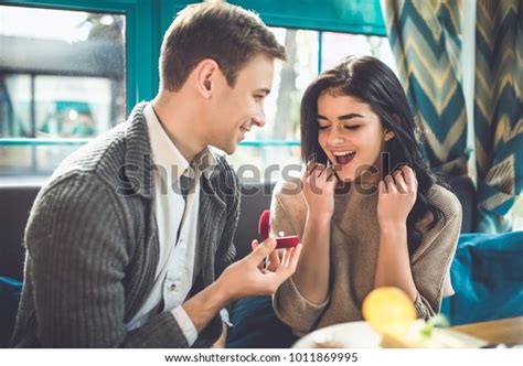 Happy Man Makes Proposal His Girlfriend Stock Photo 1011869995