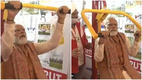 Watch Pm Narendra Modi Hits Gym In Ups Meerut Viral News Zee News