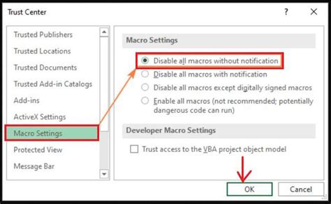 Disable All Macros In Excel