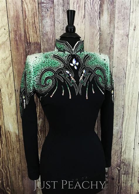 Black And Emerald Green Airbrushed Horsemanship Shirt By Berry Fit