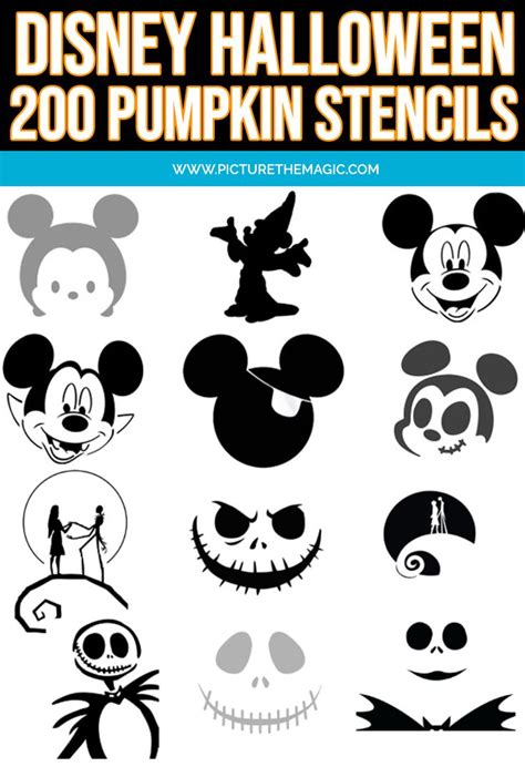 Disney Halloween Pumpkin Stencils With Mickey Mouse And Other Cartoon