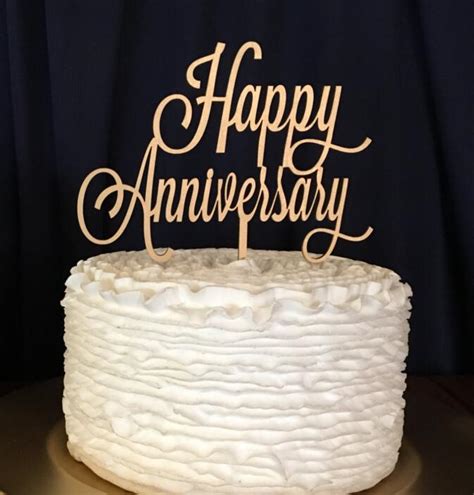 Happy anniversary with 2 hearts cake topper. Happy anniversary cake accessory Cake Topper wooden-in ...