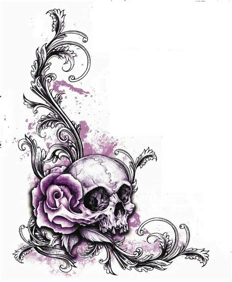 Corner Skull Scrolling Skull Tattoo Design Feminine Skull
