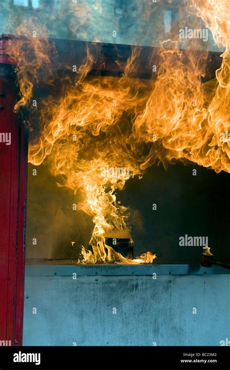 Fire Demonstration Of Unattended Burning Chip Pancookery Show In Derbyshire East Midlands