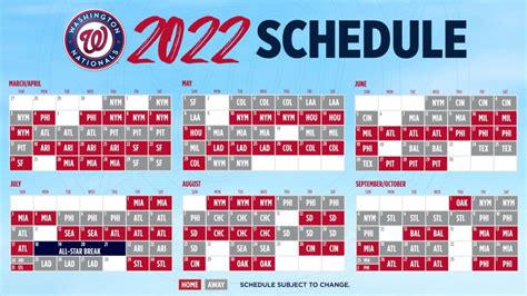 2022 Nationals Schedule Printable Printable Schedule