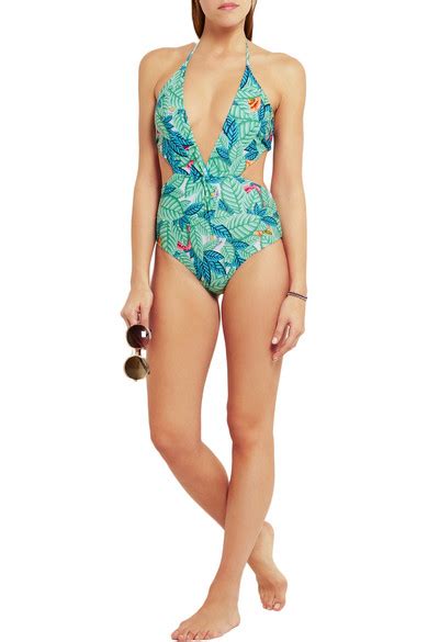 Mara Hoffman Cutout Printed Halterneck Swimsuit Net A Portercom