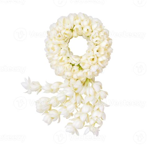 Jasmine Garland Symbol Of Mothers Day In Thailand On White Background