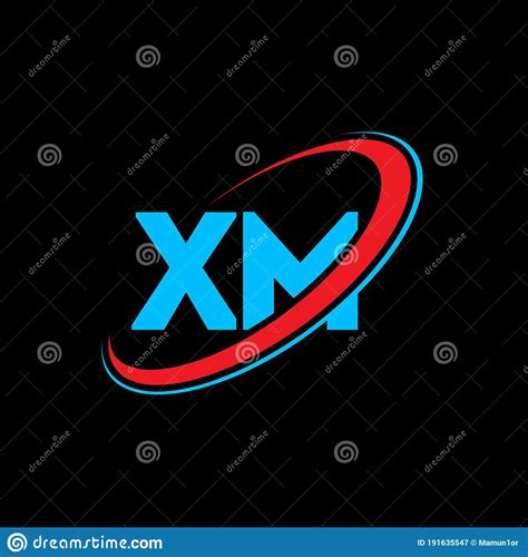xm x m letter logo design initial letter xm linked circle uppercase monogram logo red and blue