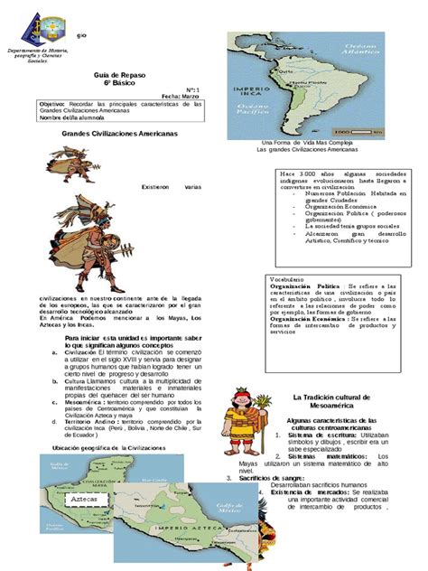 Repaso Sexto Básicodoc Guia Mayas Aztecas E Incas Imperio Inca