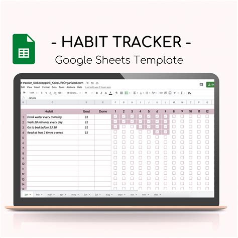 Habit Tracker Google Sheets Template Habit Tracker Etsy