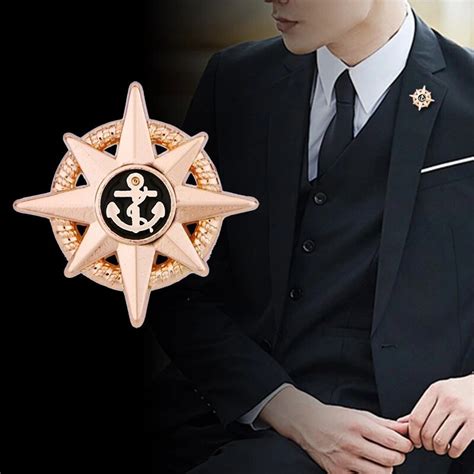 Vintage Anchor Star Brooch Pin Metal Pins And Brooches Men S Suit Shirt Badge Collar Clothing
