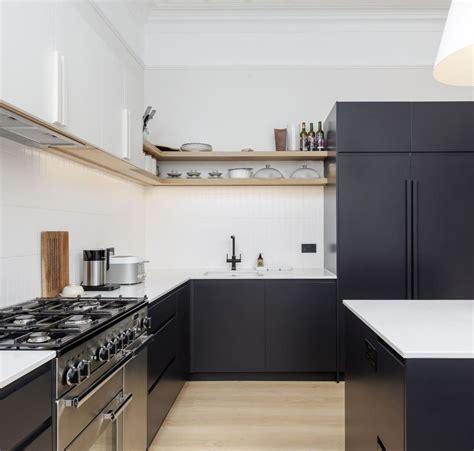 Naked Kitchens On Instagram “the Mixture Of Black And White Cabinetry With Bespoke Bar Handles