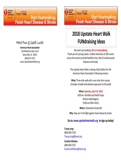Fillable Online 2 Heart Fundraising Resources Heart Walk