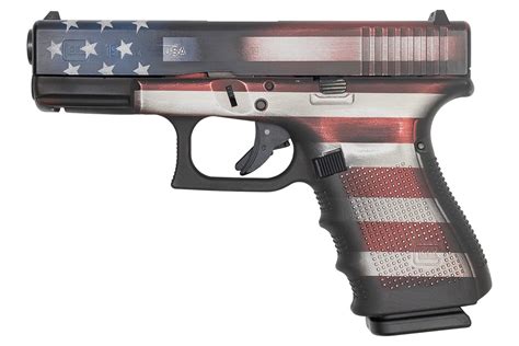 Glock 19 Gen4 9mm 15 Round Pistol With American Flag Battleworn