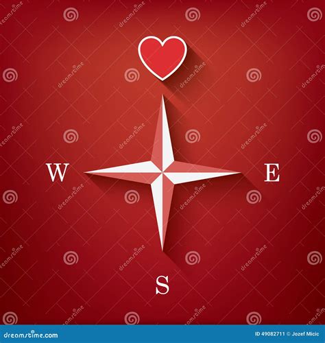 Love Compass With Heart As Symbol Of Love In One Stock Vector